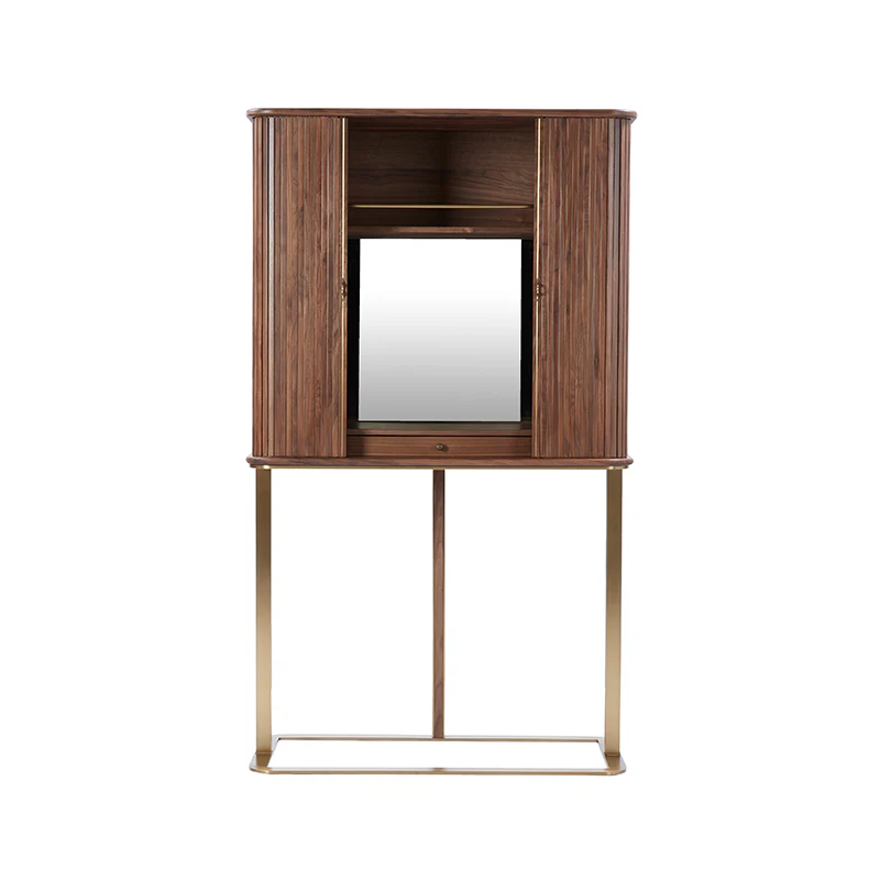 Axel Bar Unit With Sliding Tambour Door - Walnut - Image 3